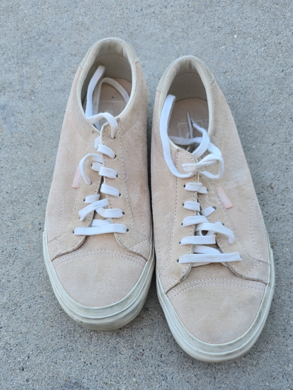 Vans Women’s Suede Low-Top Sneakers in Beige with White Laces